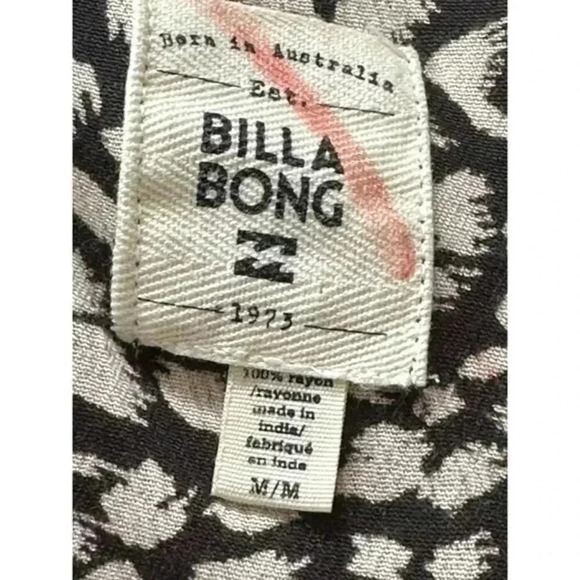 Billabong Womens Maxi Dress Black & White Print Floral Hem Elastic‎ Waist Size M - Picture 9 of 9